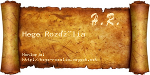 Hege Rozália névjegykártya