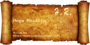 Hege Rozália névjegykártya